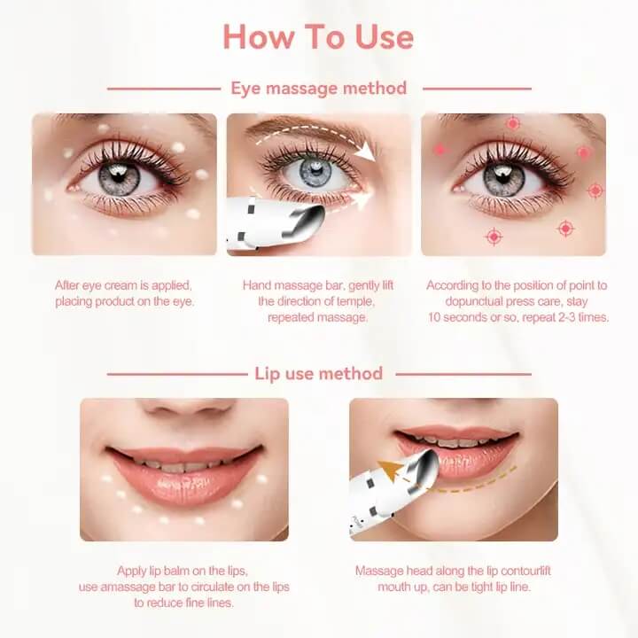 Skb - 1603 cuidado ocular máquina de eliminación de ojeras, lápiz de masaje ocular labial, aparato de belleza ocular antiarrugas 